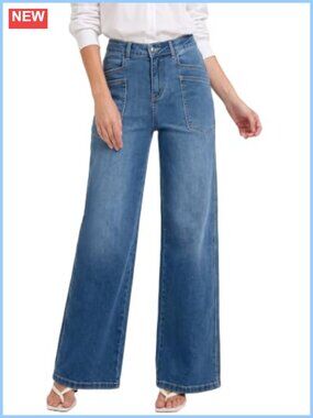 High Waisted Wide Leg Jeans Stretch Denim Pants
